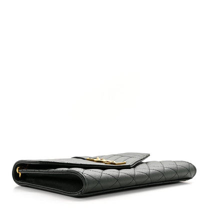 Saint Laurent Grain De Poudre Textured Mixed Matelasse Triquilt Monogram Clutch Vert Fonce 4 of 12