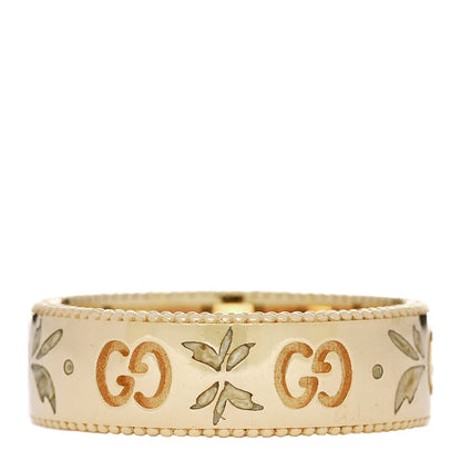 Gucci 18K Yellow Gold Enamel 6mm Icon Blooms Ring 54 6.75 3 of 6