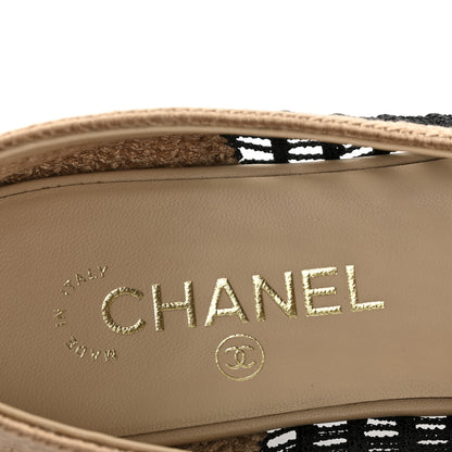Chanel Raffia Cap Toe Ballerina Flats 39.5 Black Beige 8 of 11