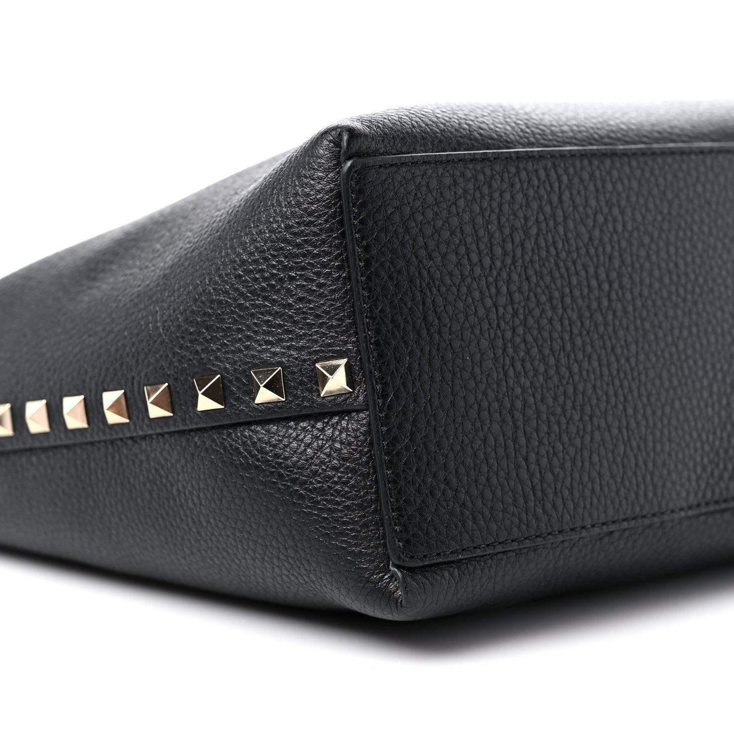Valentino Garavani Grainy Calfskin Medium Rockstud Tote Black Rose Quartz 7 of 8