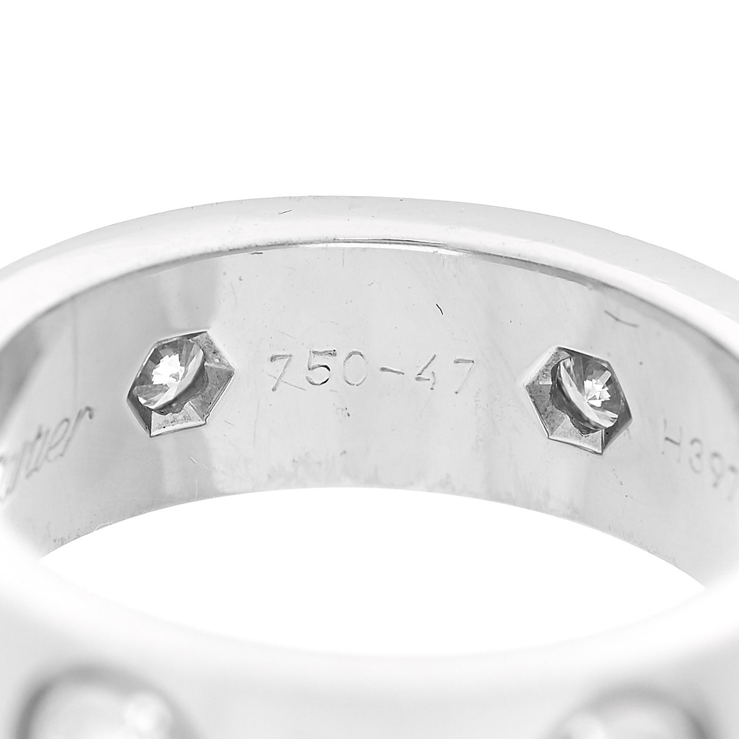 18K White Gold 6 Diamond 5.5mm LOVE Ring 47 4