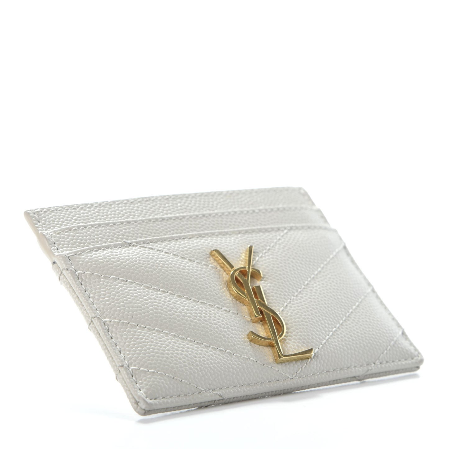Grain De Poudre Matelasse Chevron Monogram Credit Card Case Blanc Vintage