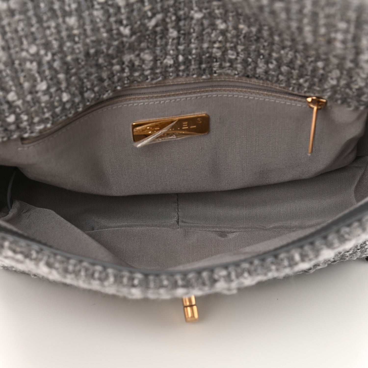 Chanel Tweed Quilted Medium Chanel 19 Flap Grey 5 of 11