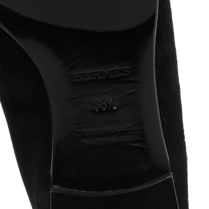 Hermes Mink Fur Suede Goatskin Paris Loafers 38.5 Black 7 of 11