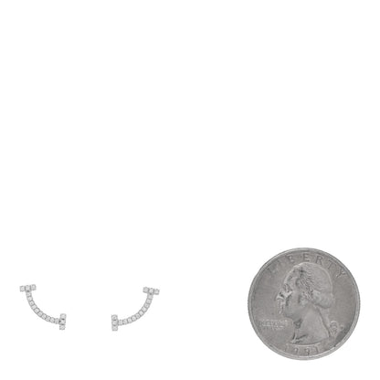 Tiffany 18K White Gold Diamond T Smile Earrings 2 of 4