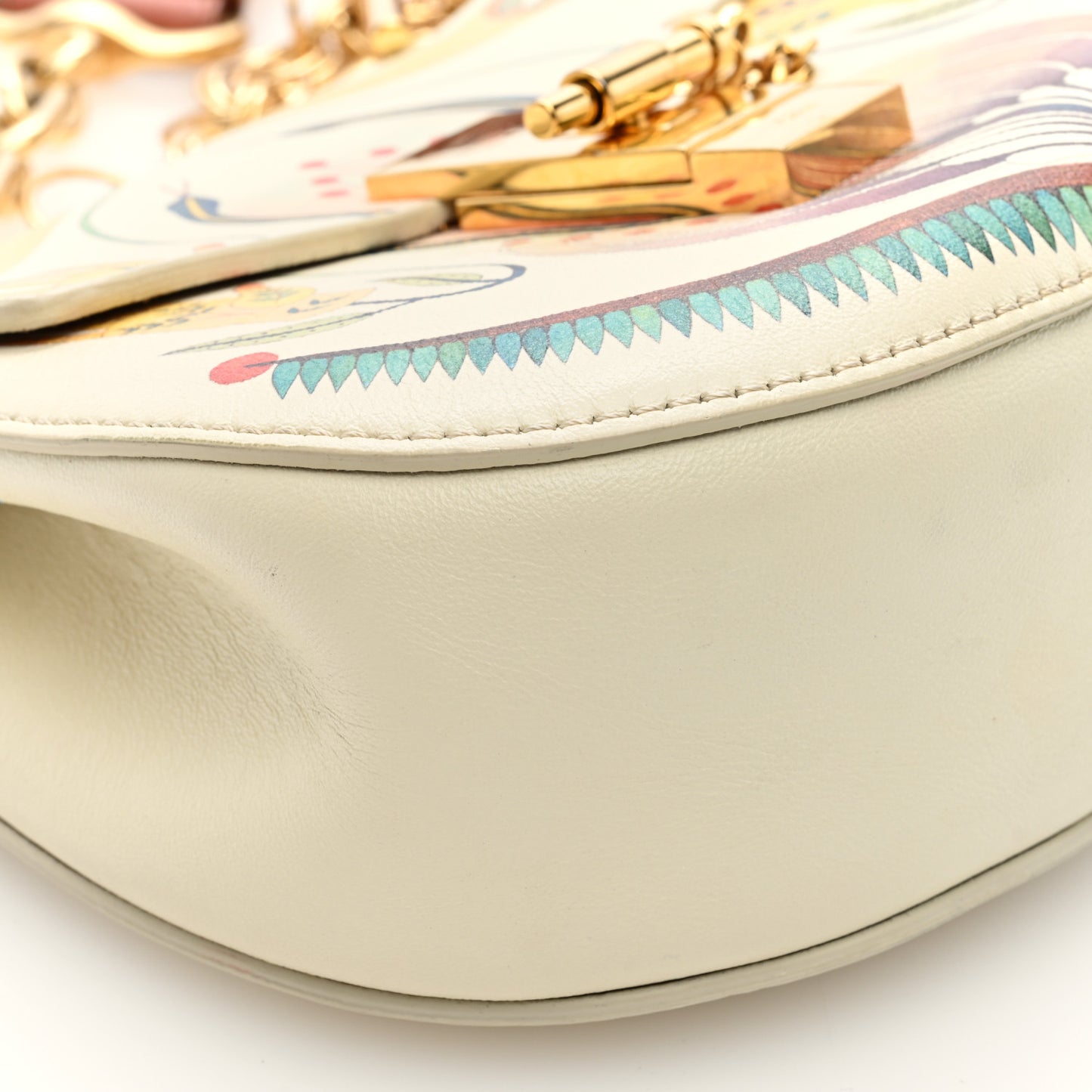Calfskin Printed Mini Drew Bi-Color Shoulder Bag Light Multicolor
