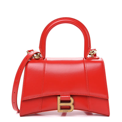 Balenciaga Shiny Box Calfskin Hourglass Top Handle Bag XS Bright Red 1 of 7