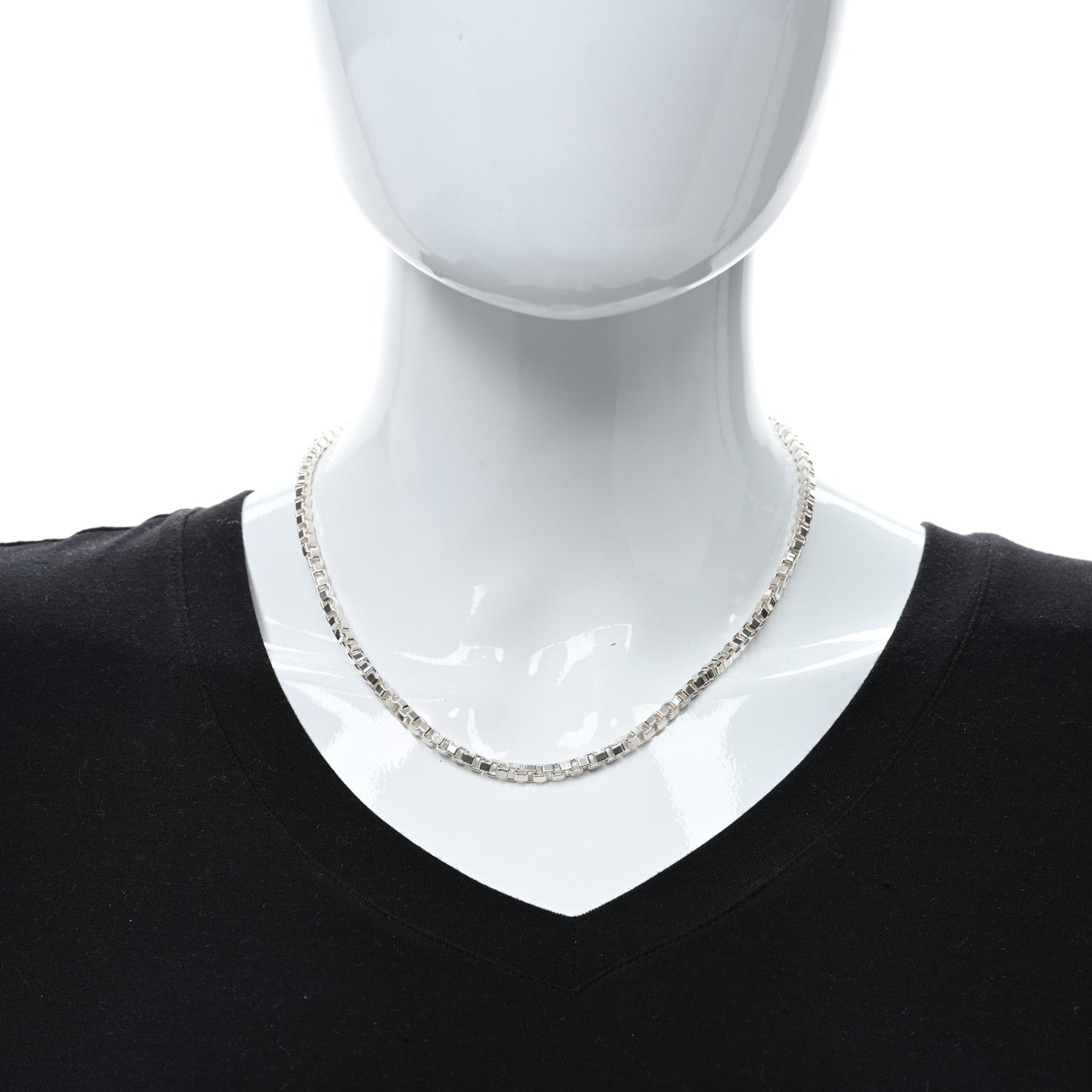 Tiffany Sterling Silver 4mm Venetian Link Necklace 3 of 4