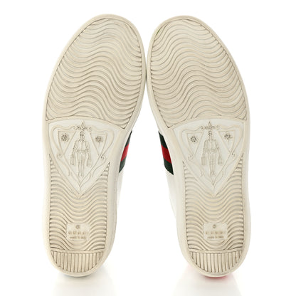 Gucci Calfskin Ayers Bee Embroidered Womens Ace Sneakers 39 White Green 5 of 9