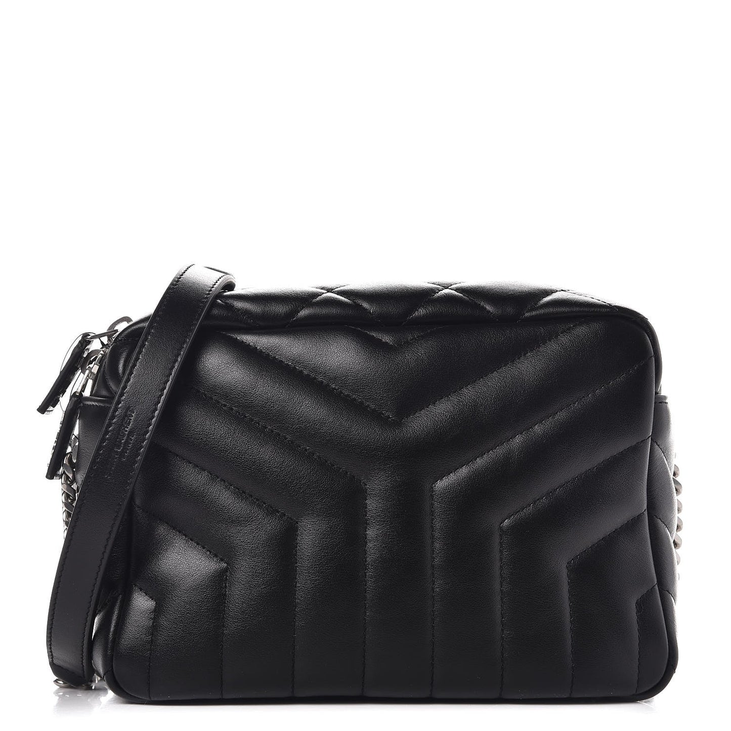 Calfskin Y Quilted Monogram Small Loulou Bowling Bag Black