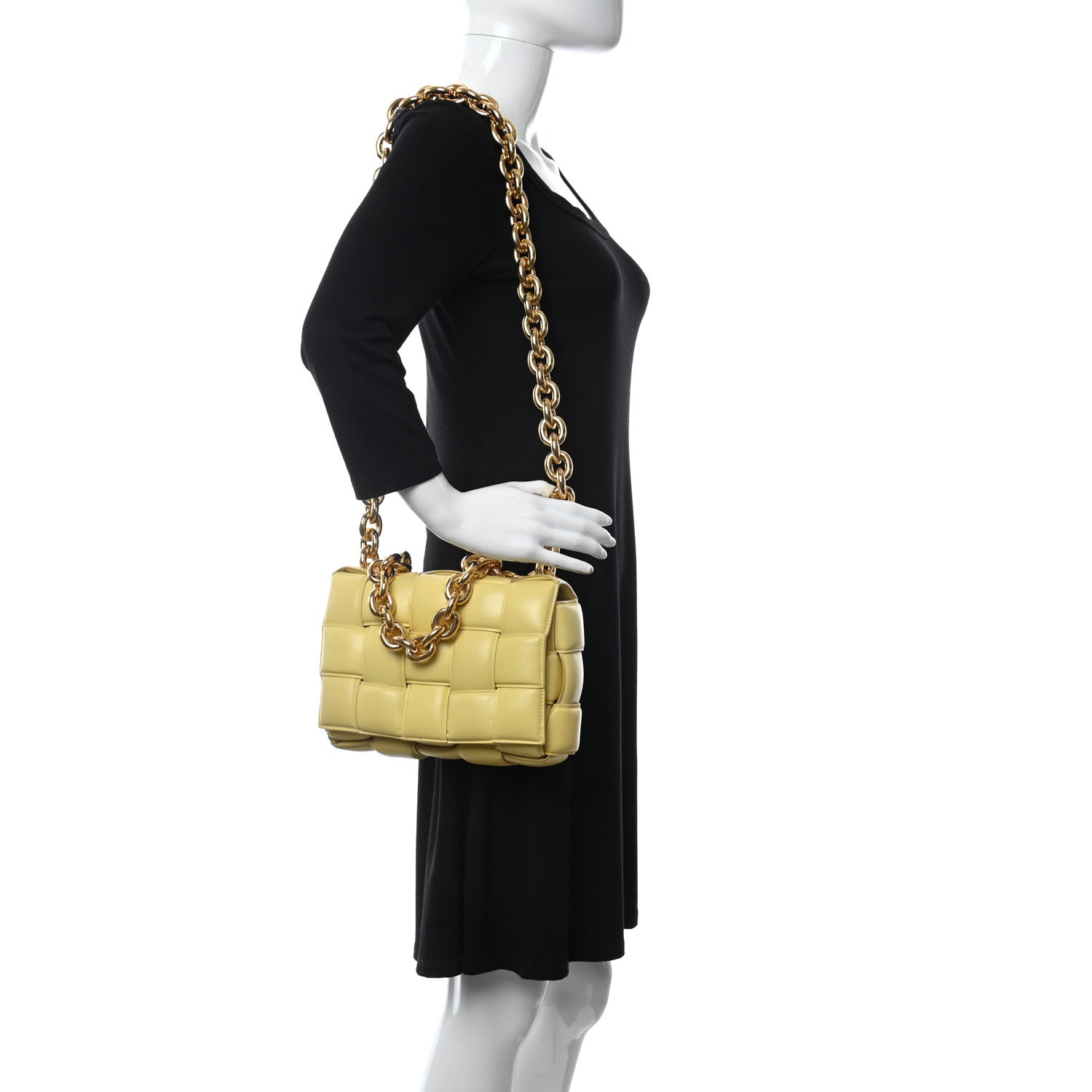 Bottega Veneta Lambskin Maxi Intreccio Padded Chain Cassette Crossbody Bag Butter 2 of 10