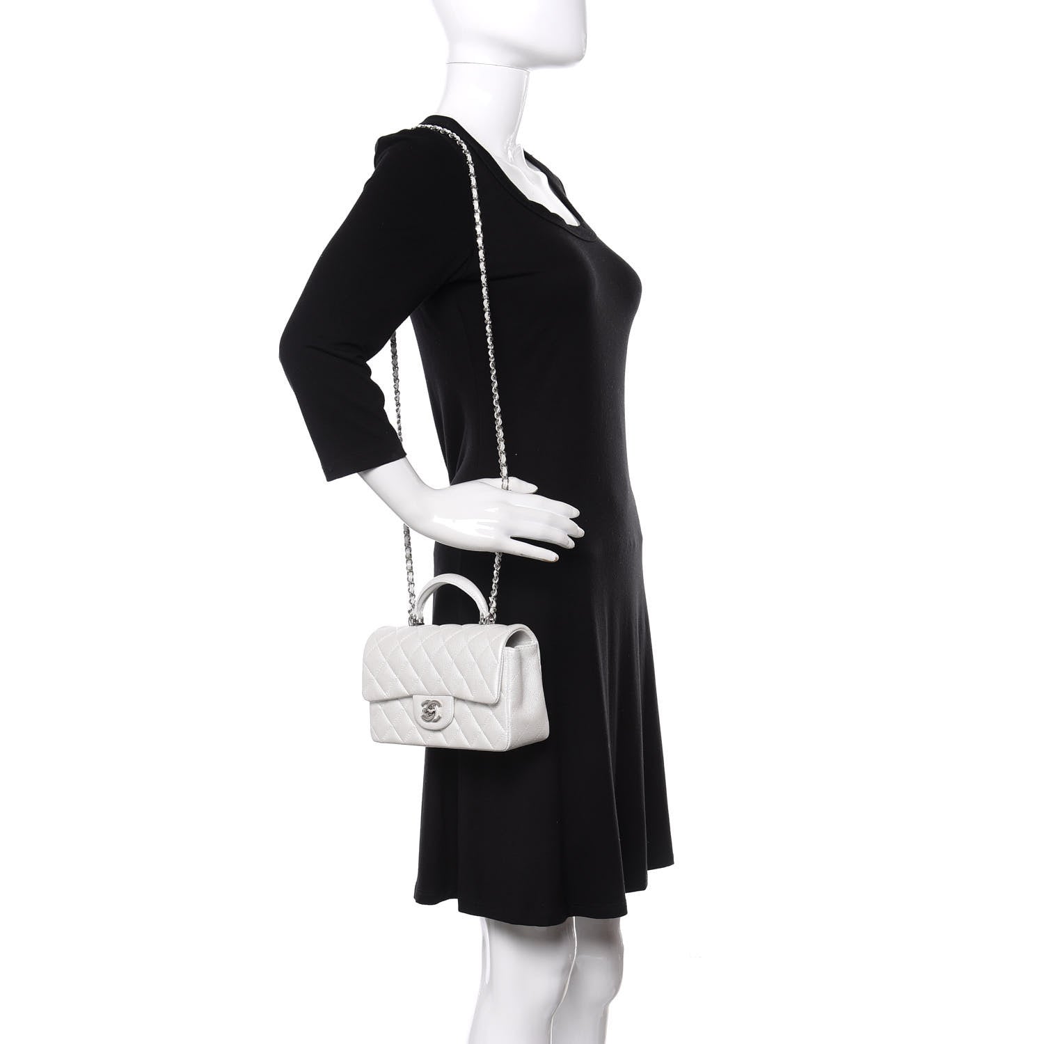 Chanel Iridescent Caviar Quilted Mini Top Handle Rectangular Flap White 2 of 11