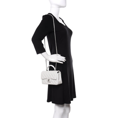 Chanel Iridescent Caviar Quilted Mini Top Handle Rectangular Flap White 2 of 11