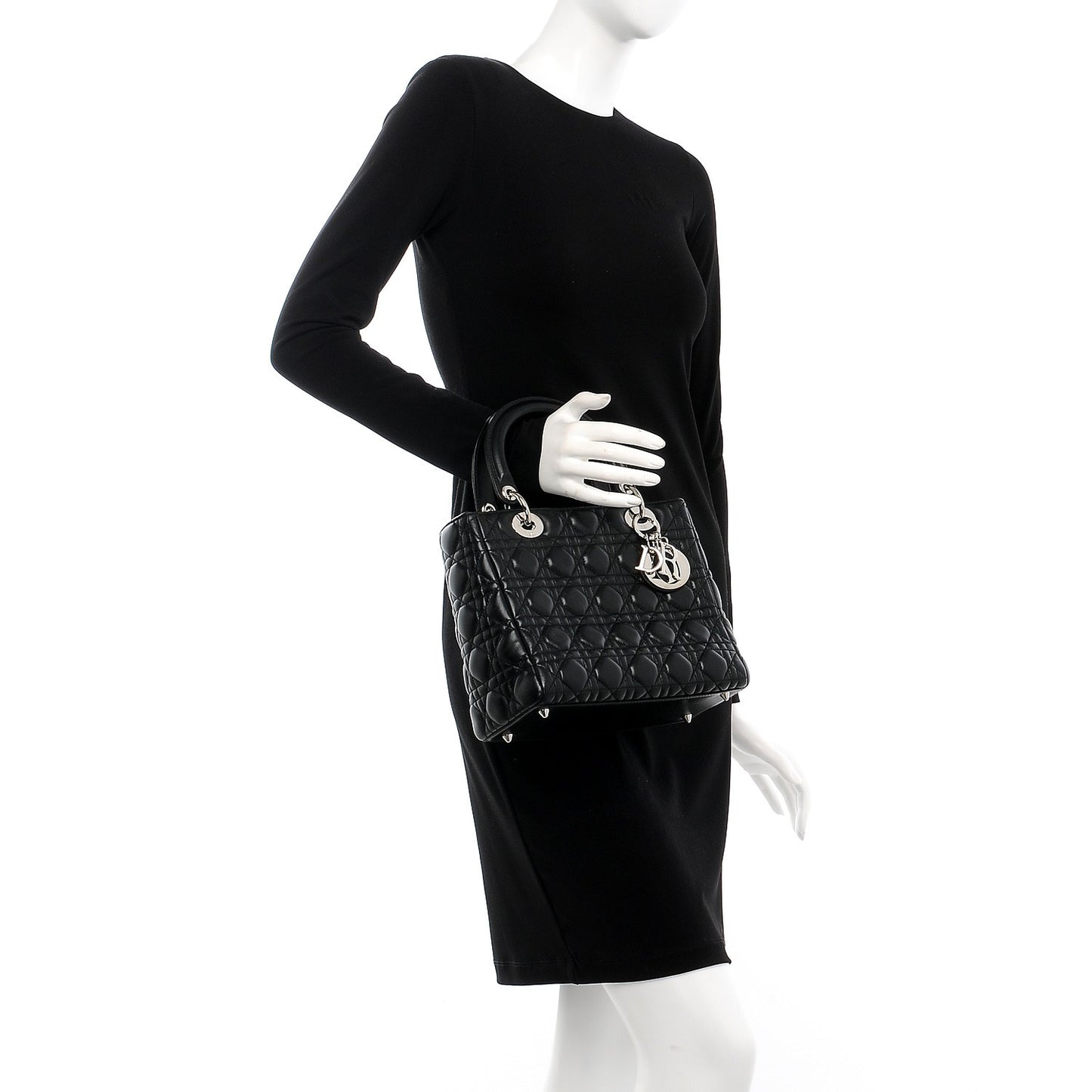 Lambskin Cannage Medium Lady Dior Black