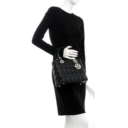 Christian Dior Lambskin Cannage Medium Lady Dior Black 3 of 7
