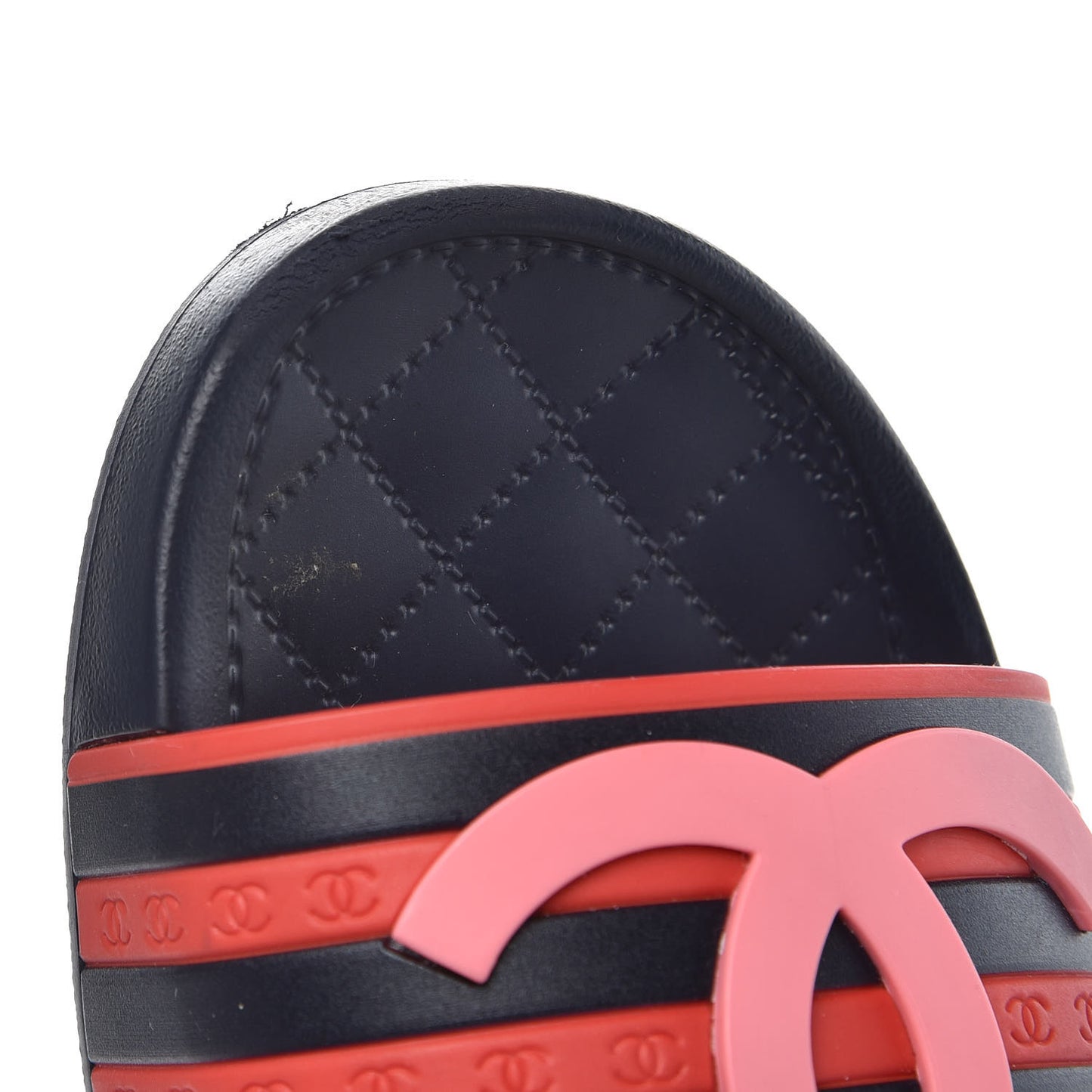 Rubber CC Flat Slide Sandals 37 Pink Red