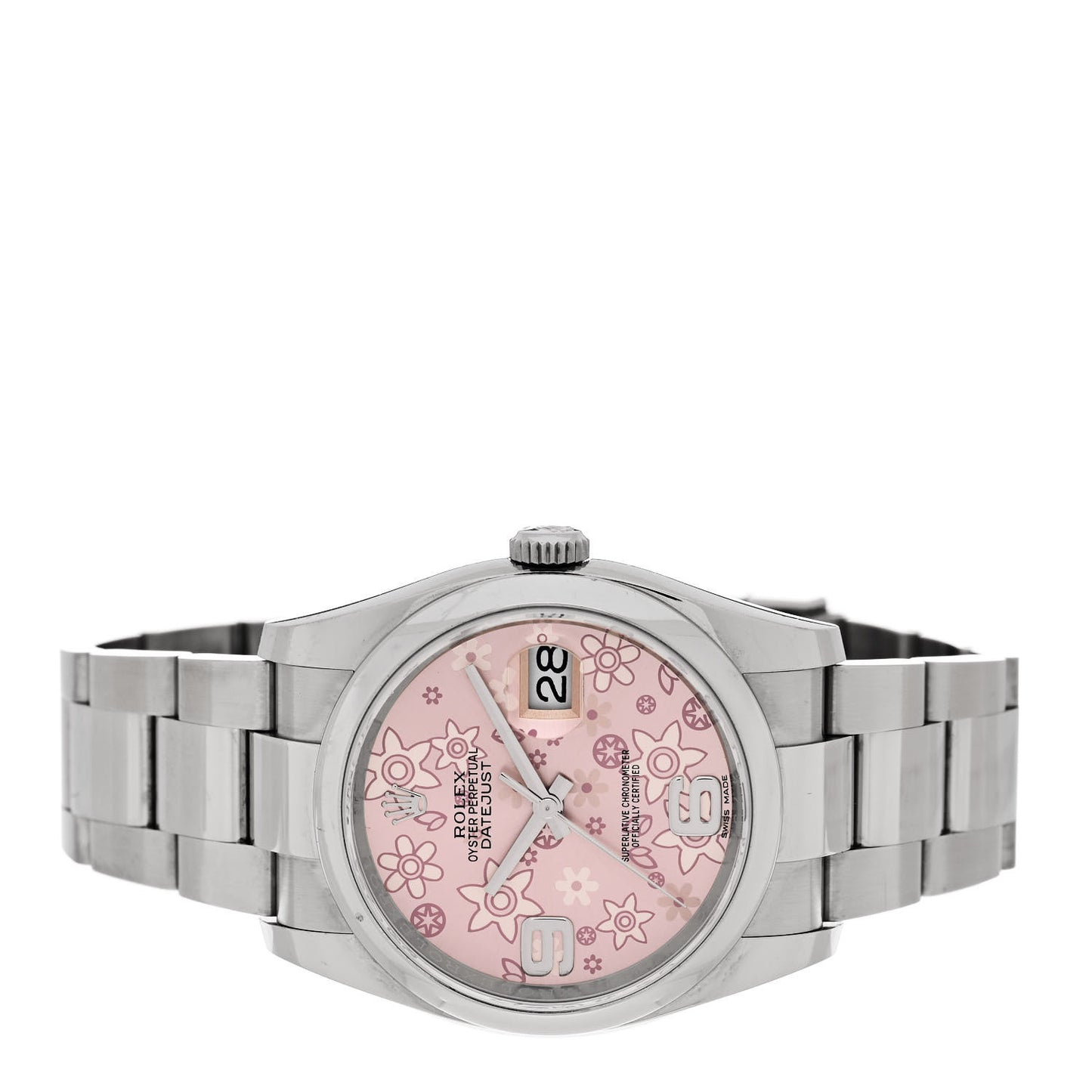 Stainless Steel 36mm Oyster Perpetual Datejust Watch Pink Flowers 116200