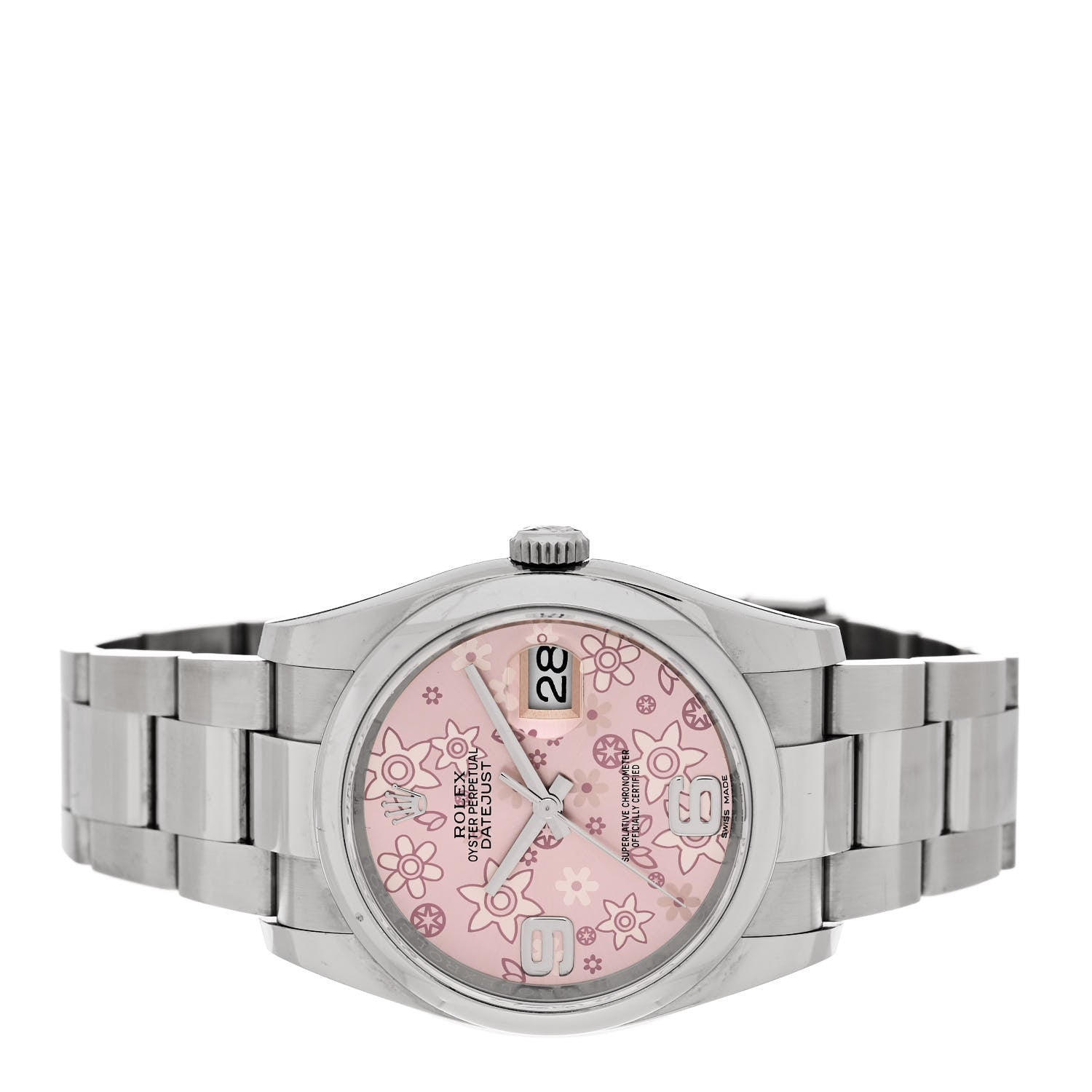 Rolex Stainless Steel 36mm Oyster Perpetual Datejust Watch Pink Flowers 116200 2 of 5