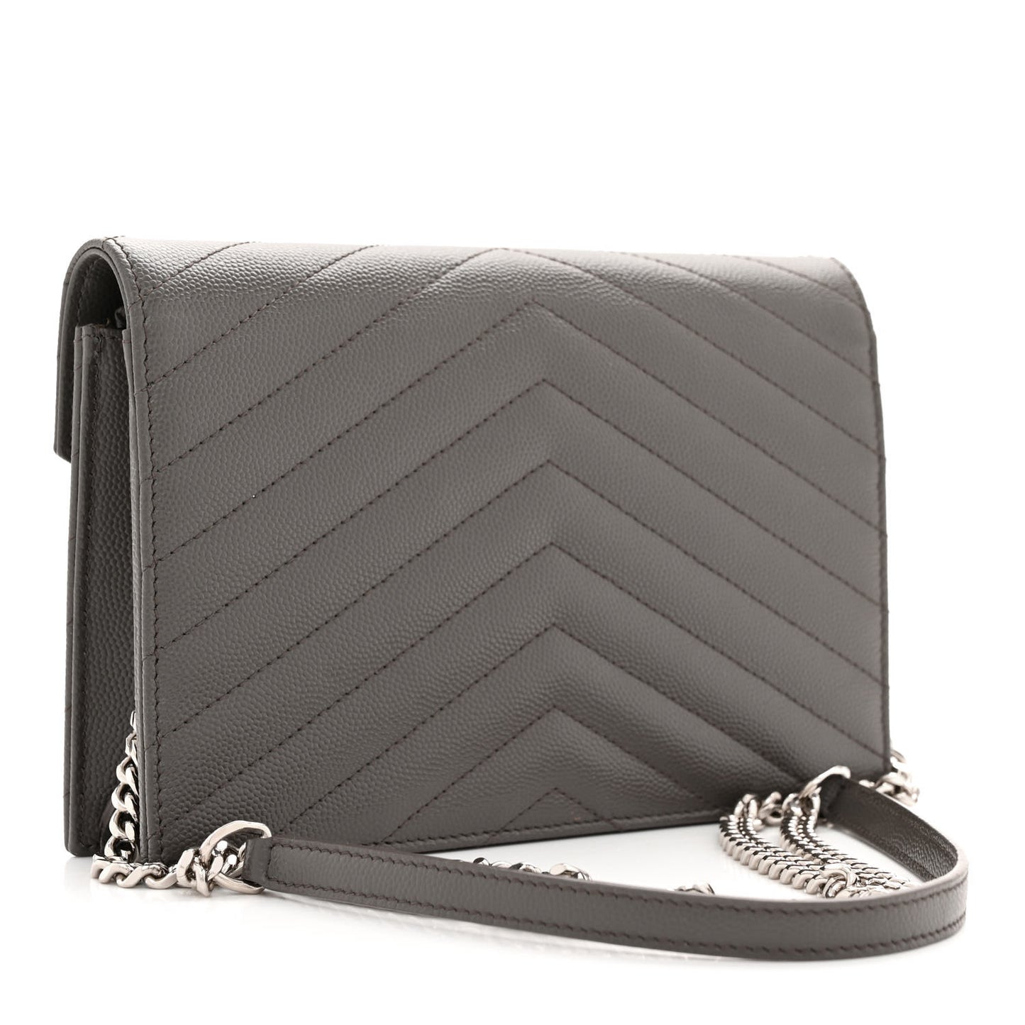 Grain De Poudre Matelasse Chevron Monogram Envelope Chain Wallet Earth