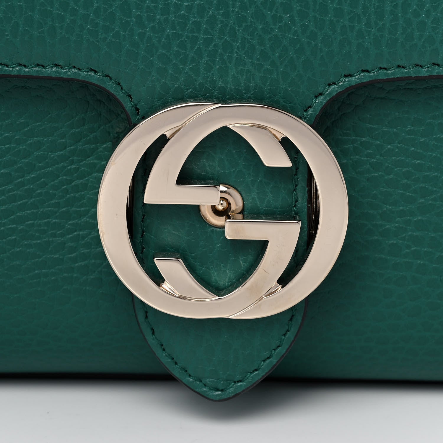 Gucci Dollar Calfskin Interlocking G Crossbody Bag Emerald 8 of 12