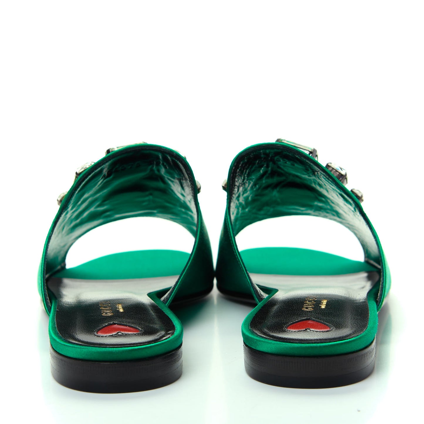 Satin Malaga Kid Horsebit Slide Sandals 39.5 Shamarock Emerald