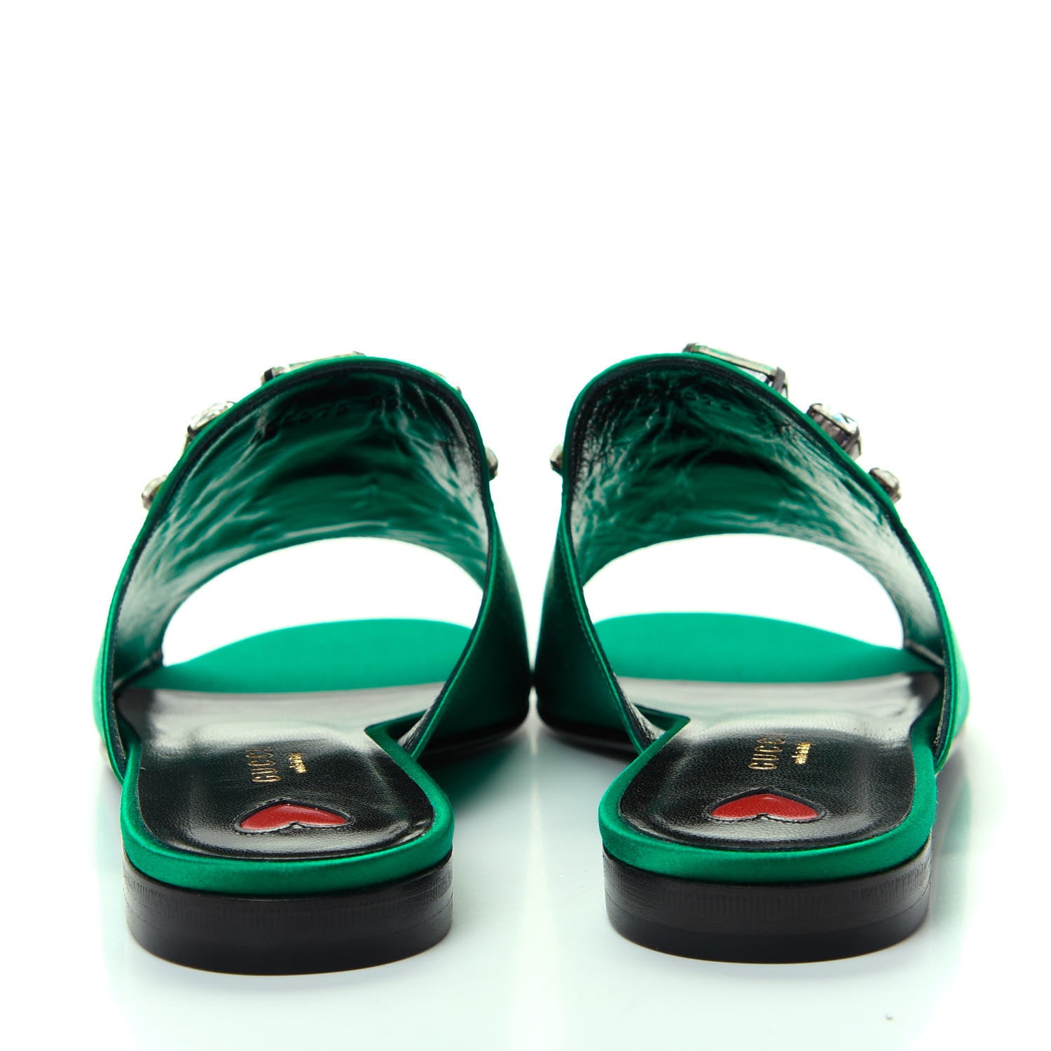 Gucci Satin Malaga Kid Horsebit Slide Sandals 39.5 Shamarock Emerald 7 of 11
