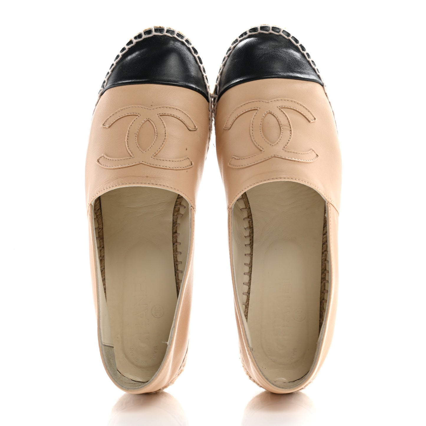 Lambskin CC Espadrilles 39 Beige Black