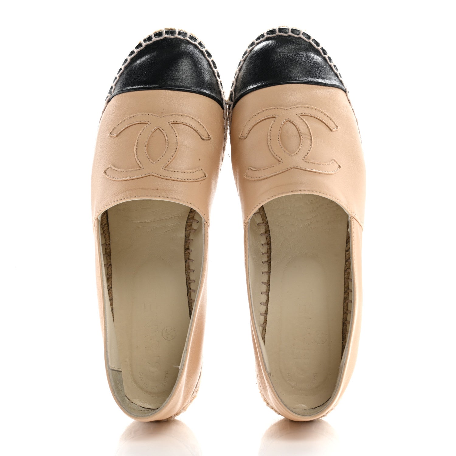 Chanel Lambskin CC Espadrilles 39 Beige Black 2 of 10