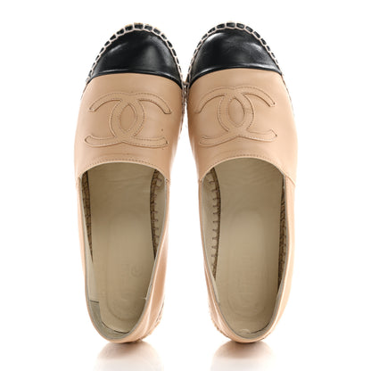 Chanel Lambskin CC Espadrilles 39 Beige Black 2 of 10