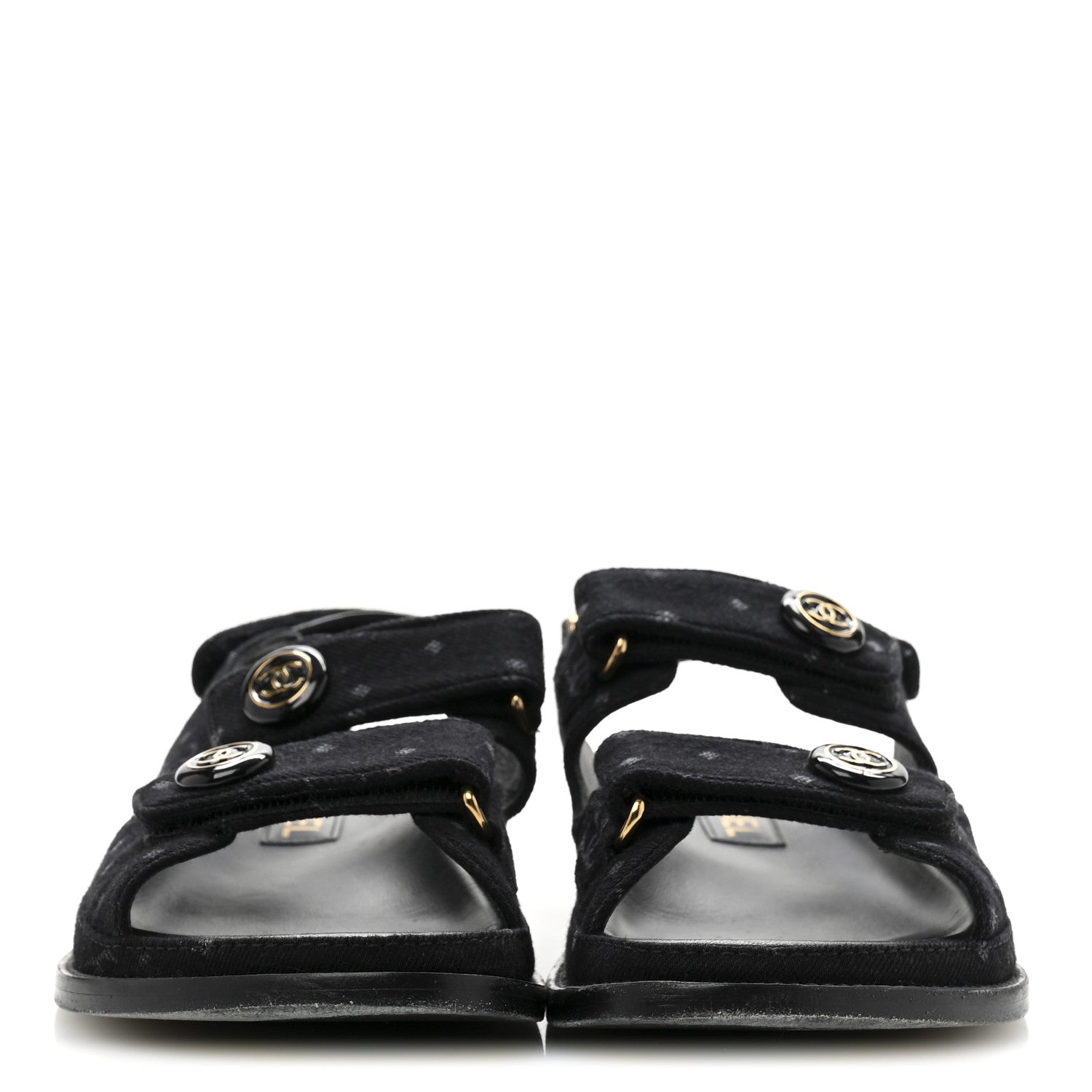 Chanel Denim Printed Dad Sandals 39 Black 3 of 12