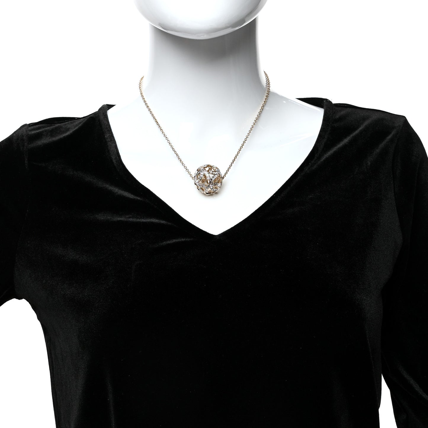Crystal CC Chain Necklace Gold