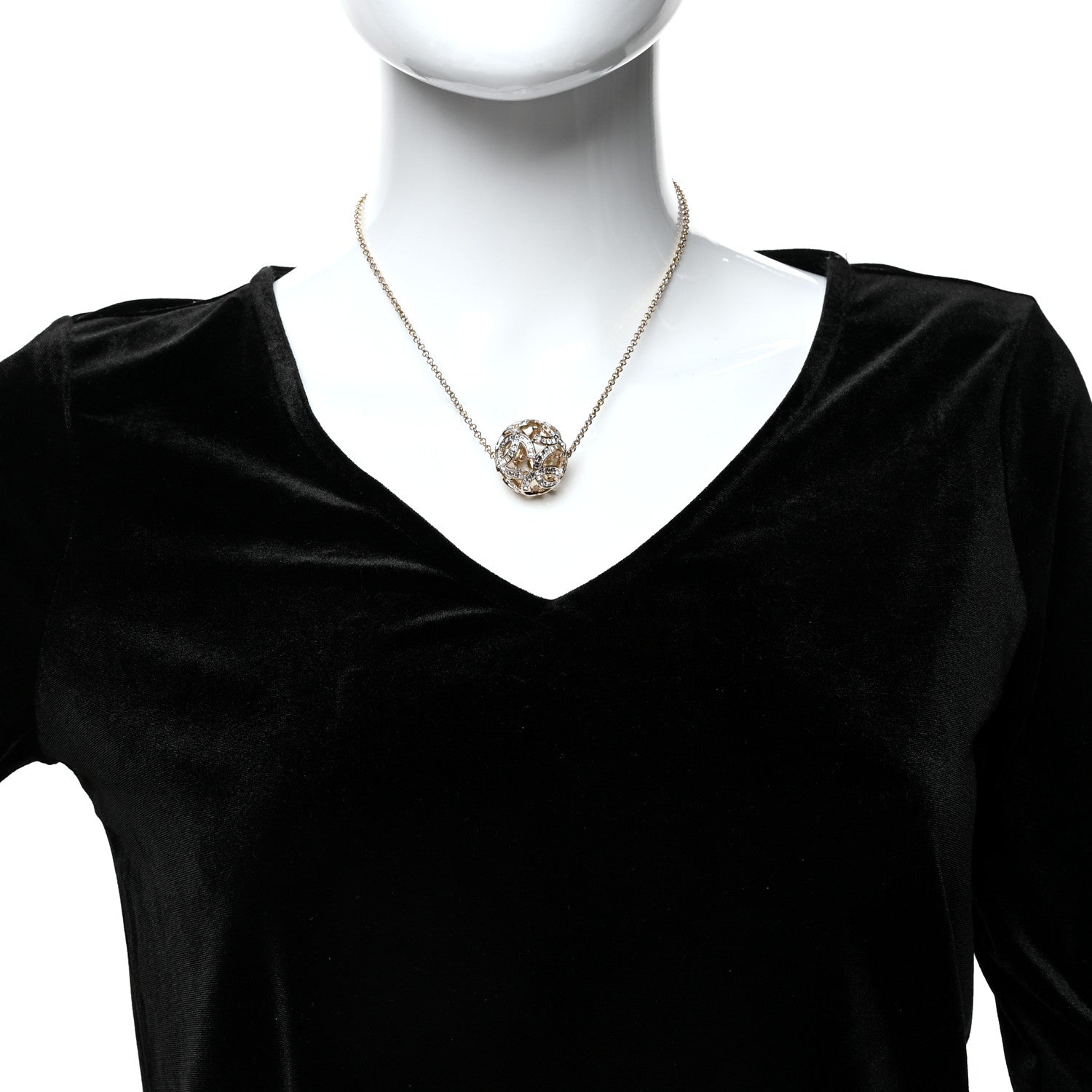 Chanel Crystal CC Chain Necklace Gold 2 of 5