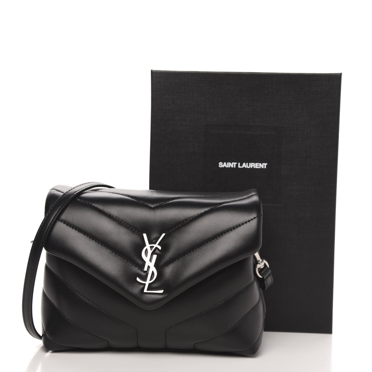Calfskin Y Quilted Monogram Toy Loulou Crossbody Bag Black