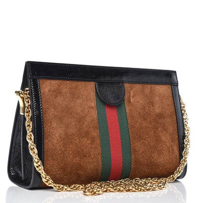 Gucci Suede Patent Web Small Ophidia Chain Shoulder Bag Nocciola Black 3 of 9