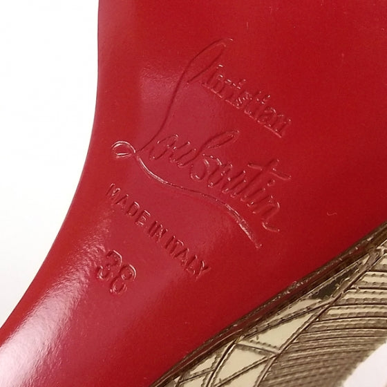 Christian Louboutin Gold Cotton Club Wedges 38 6 of 7