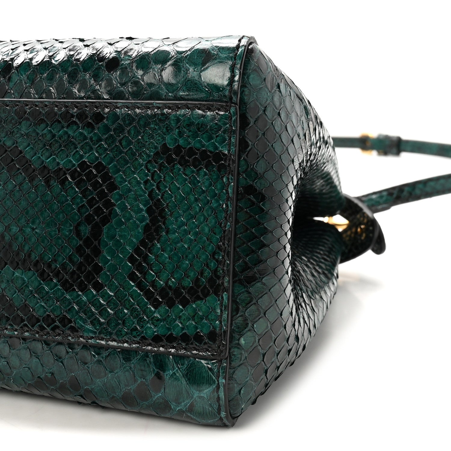Fendi Snakeskin Shiny Nappa Mini Peekaboo Iconic Satchel Green 9 of 9