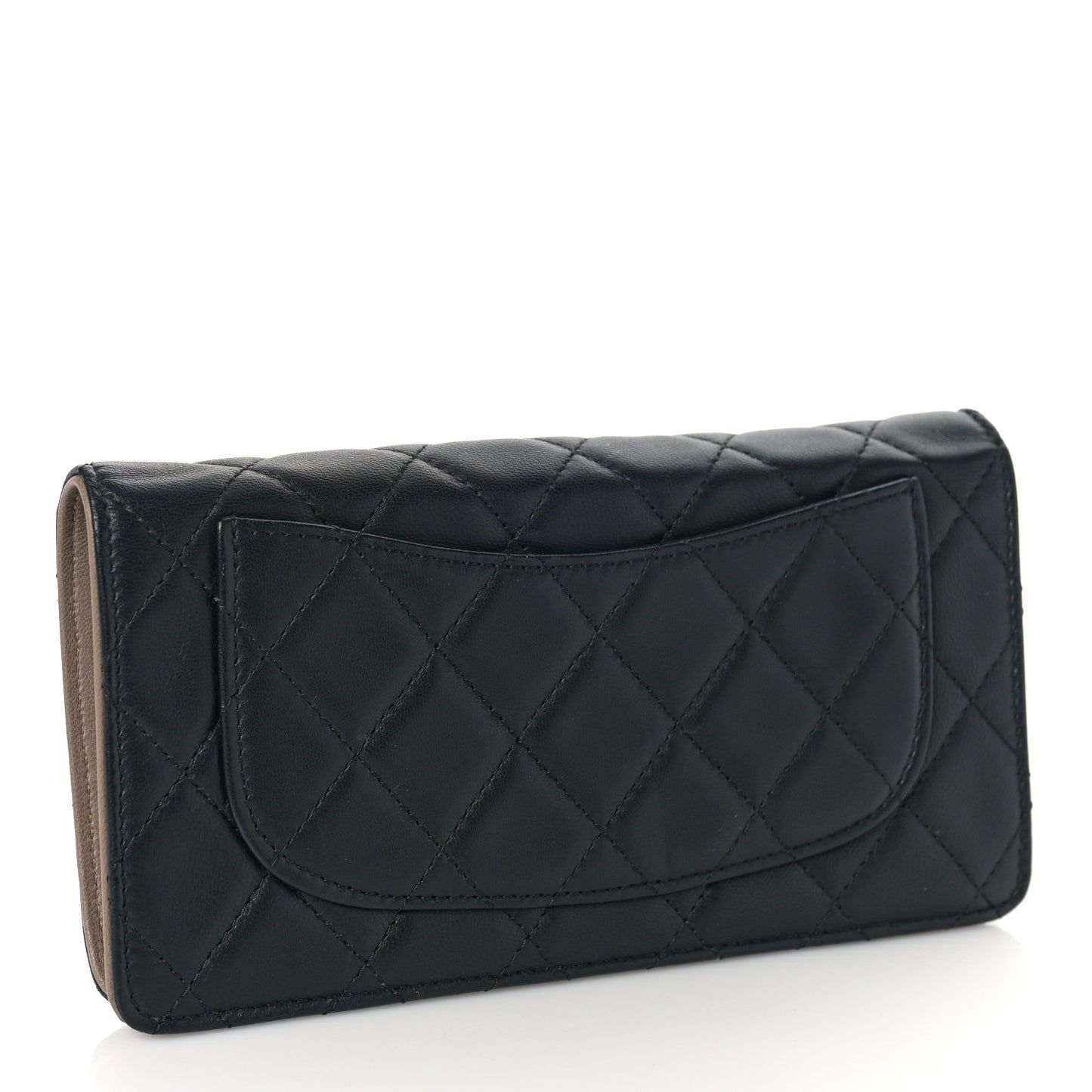 Lambskin Quilted Yen Wallet Black