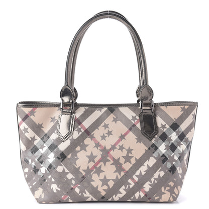 Burberry Patent Supernova Check Stars Medium Nickie Landscape Tote Pewter 1 of 11