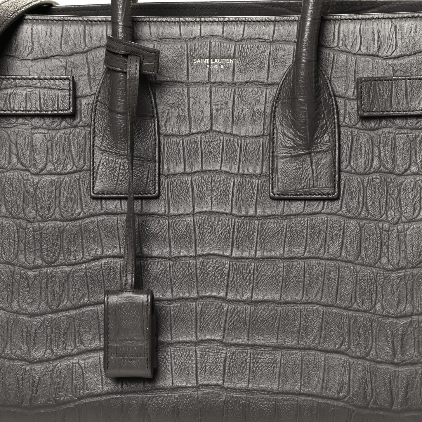 Calfskin Crocodile Embossed Small Sac De Jour Fog