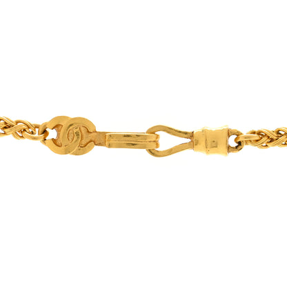 Chanel Gripoix Poured Glass CC Pendant Necklace Gold Black 4 of 5