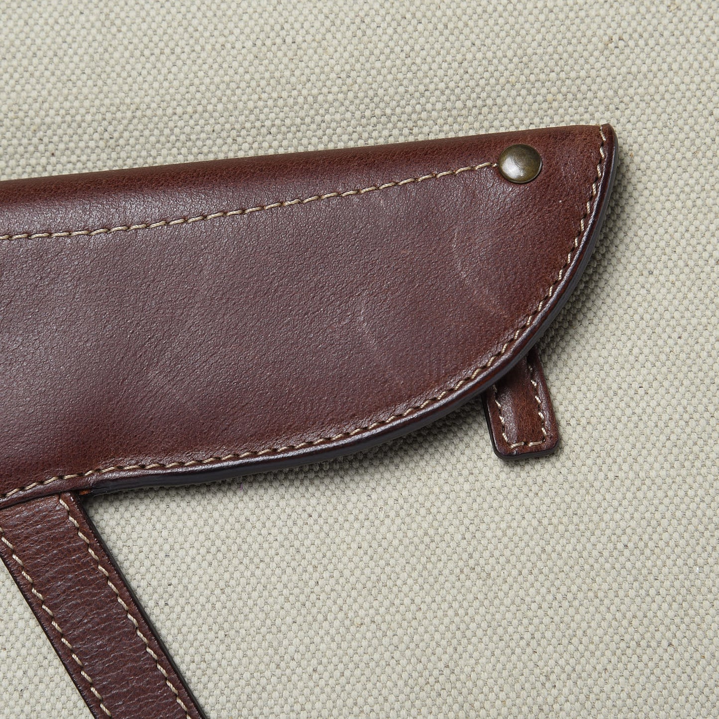 Calfskin Canvas Saddle Bag Beige