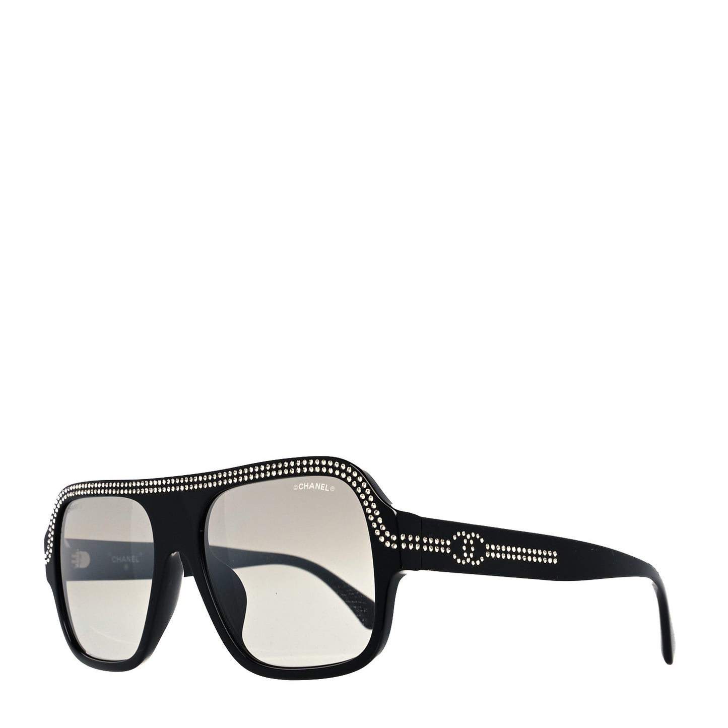 Crystal CC Shield Sunglasses 71432A Black Silver