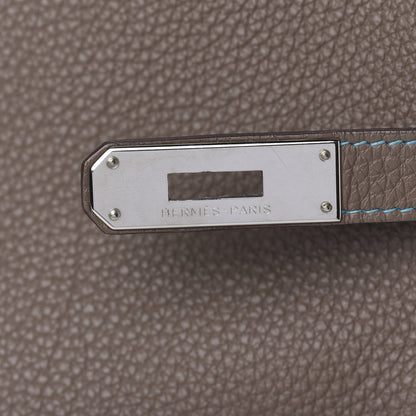 Hermes Togo Kelly Retourne Eclat 35 Etoupe Bleu Azteque 15 of 38