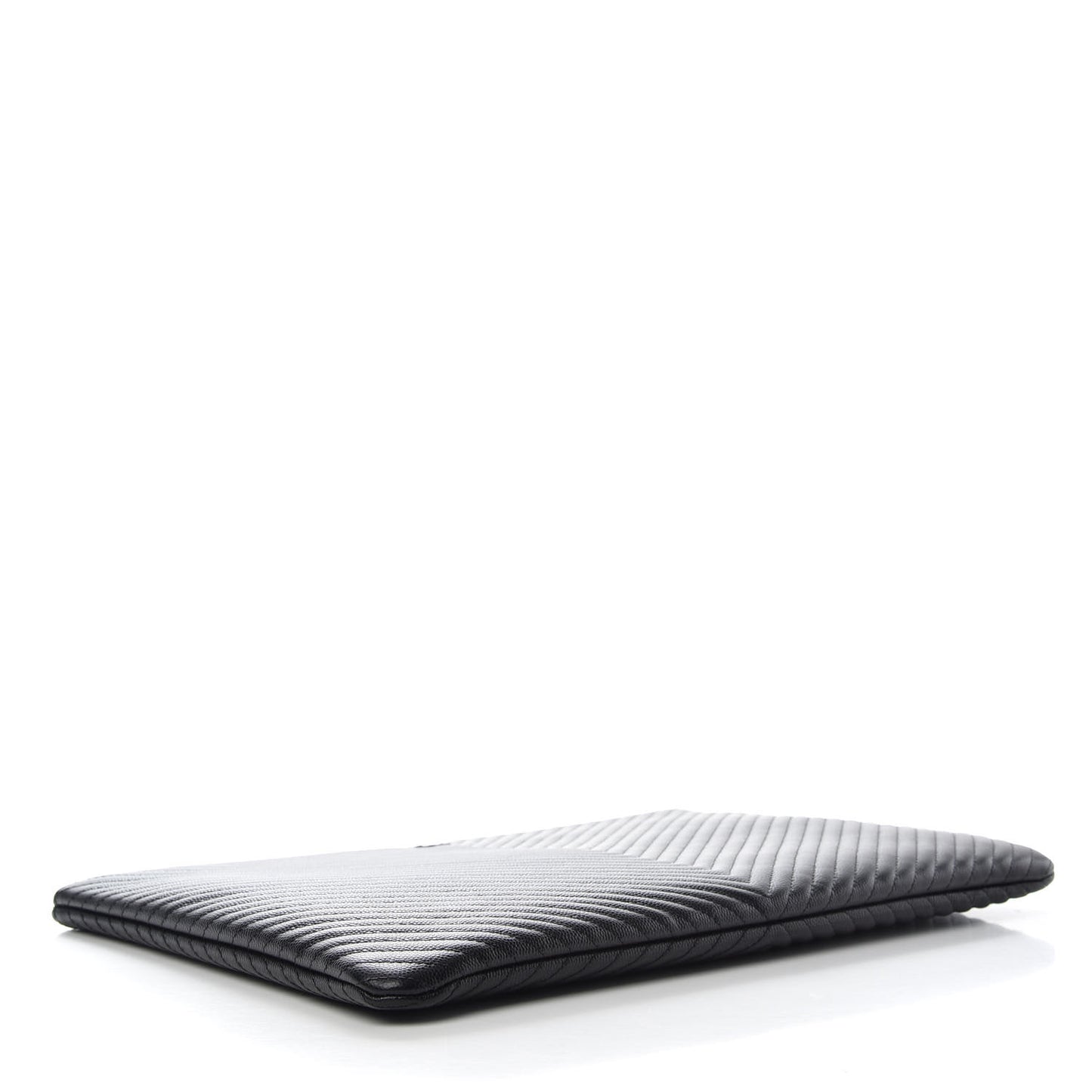 Caviar Chevron Quilted Large Cosmetic Case Black