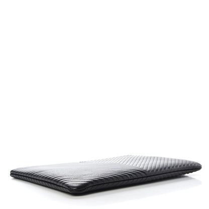 Chanel Caviar Chevron Quilted Large Cosmetic Case Black 4 of 6