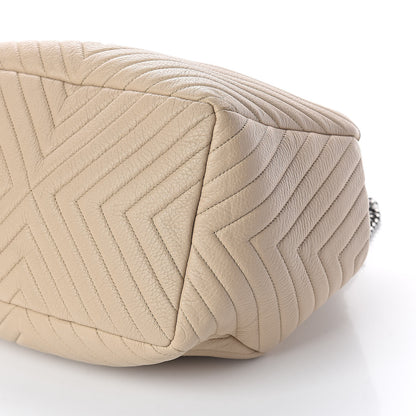 Chanel Deerskin Chevron Large CC Chain Bucket Drawstring Bag Beige 10 of 10