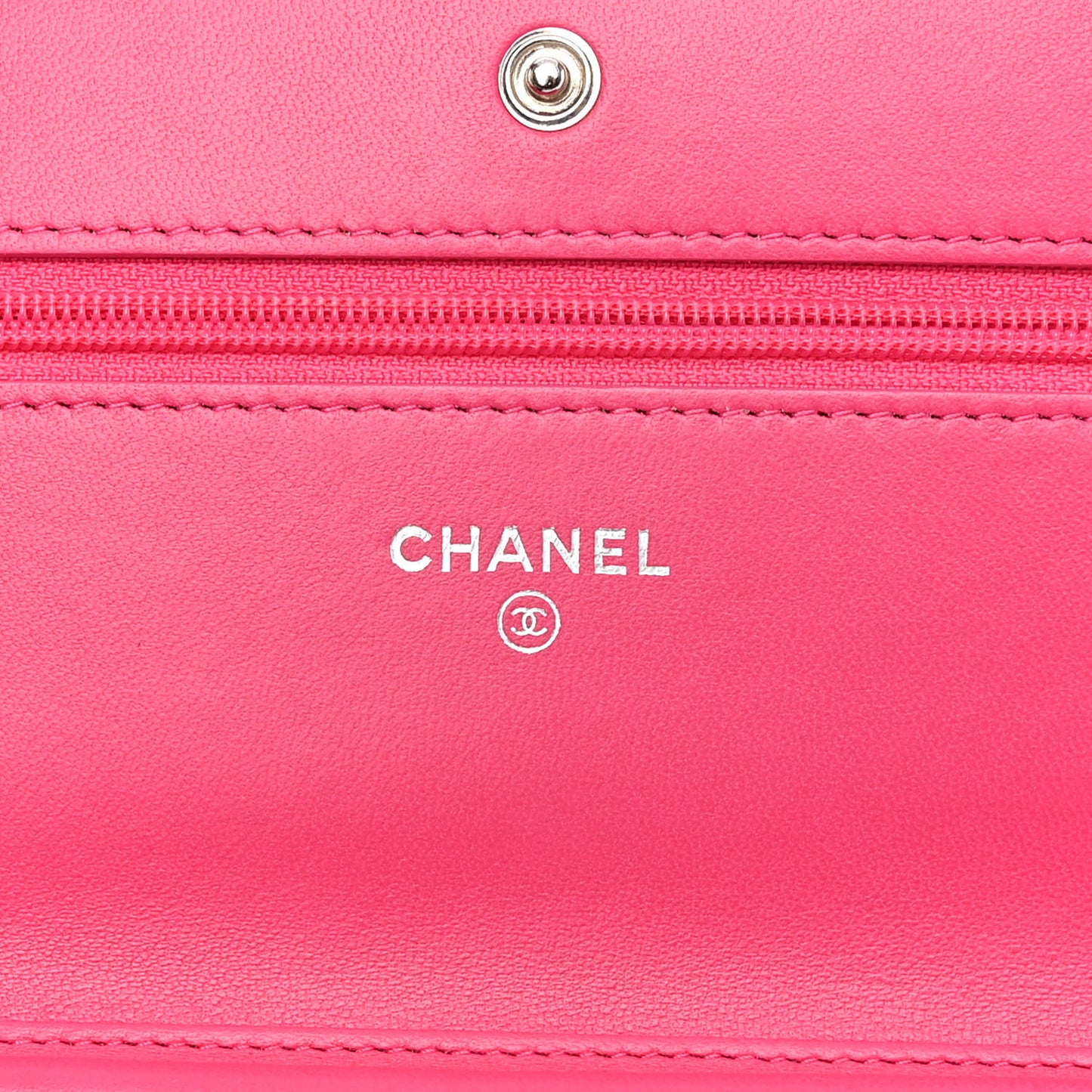 Lambskin Quilted Wallet On Chain WOC Pink