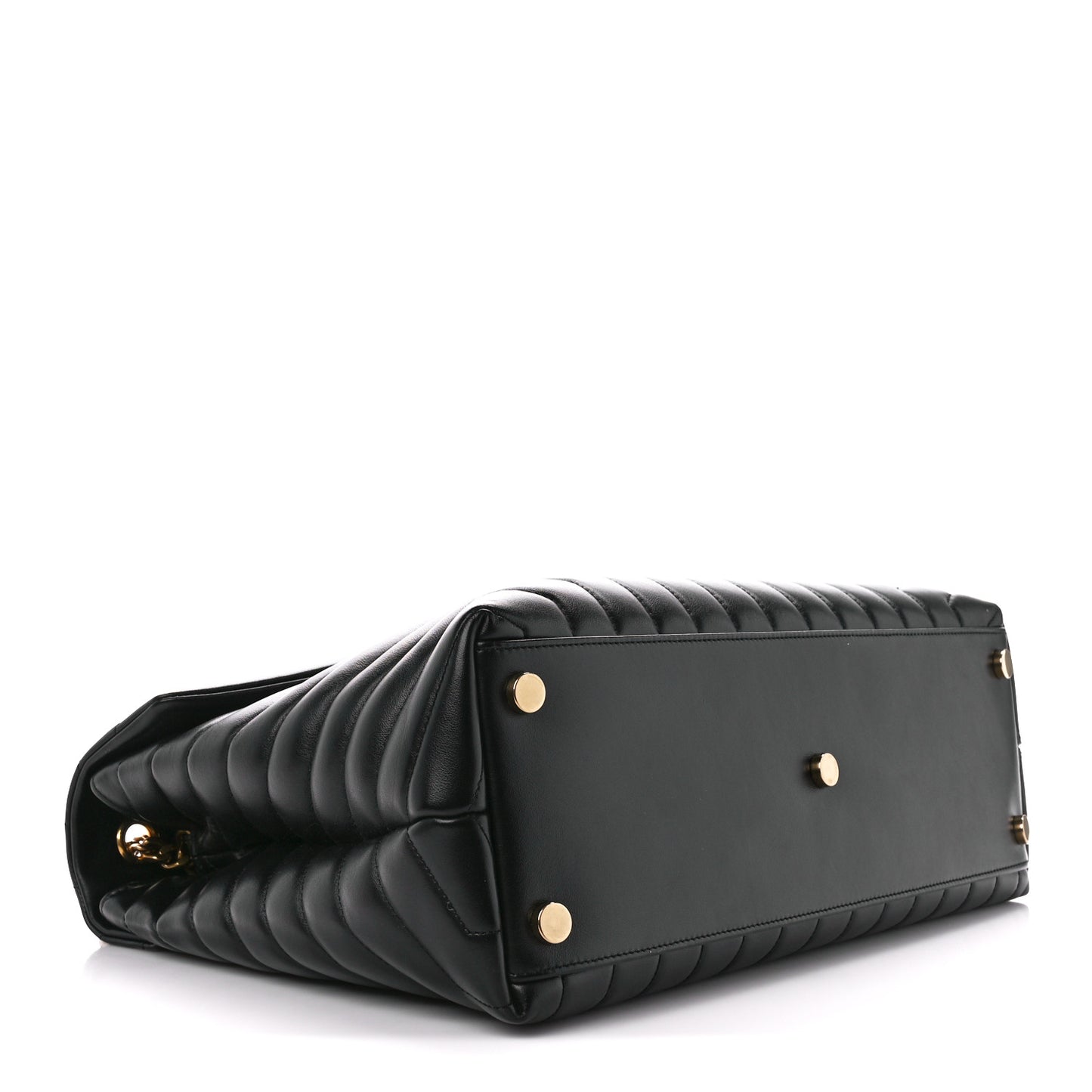Calfskin Y Quilted Monogram Large Loulou Chain Satchel Black
