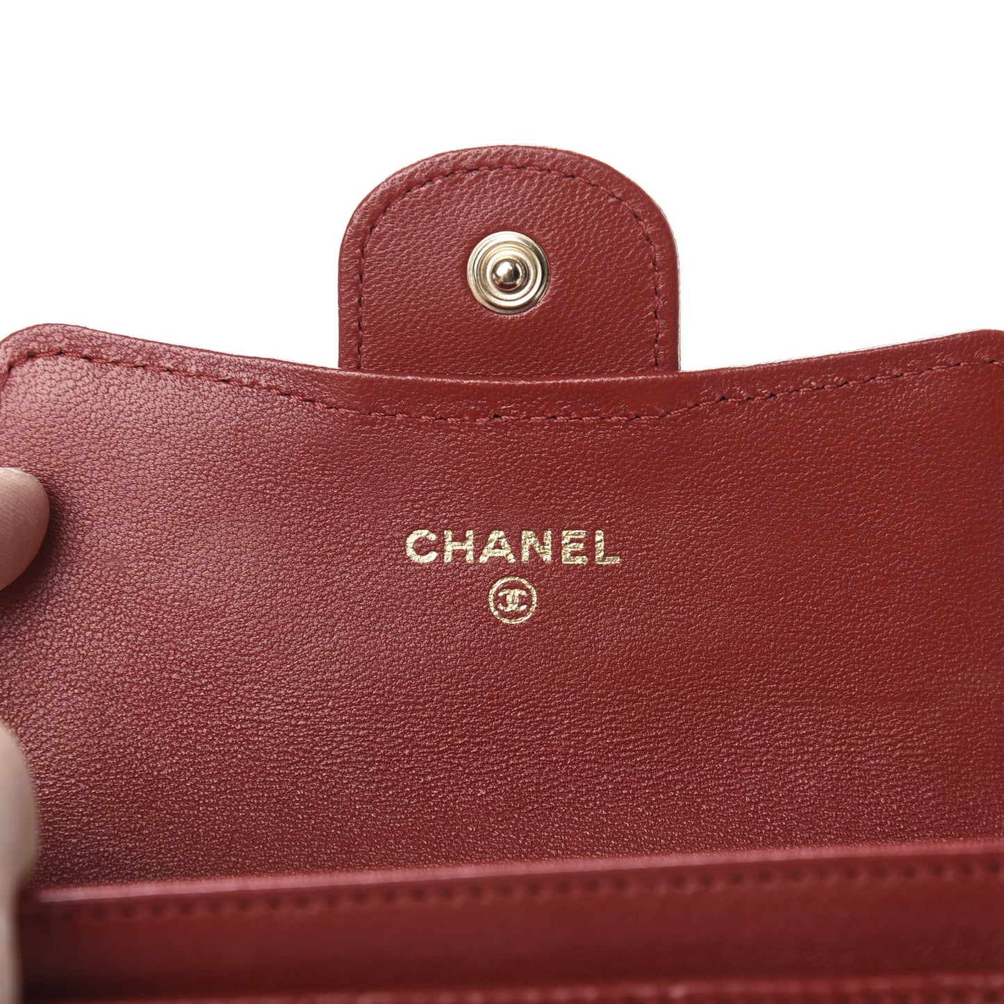 Lambskin Quilted Flap Card Holder Wallet Red