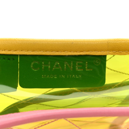 Chanel PVC Lambskin Stitched Medium Coco Splash Flap Yellow Green Pink 10 of 10